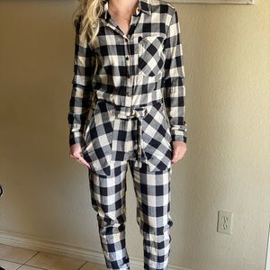 Flannel checkered jumpsuit
